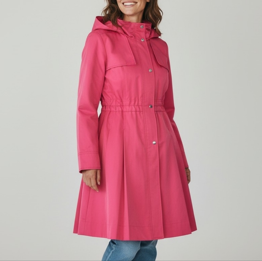 Y2K Guess Hooded Pleated Skirt Trench Coat